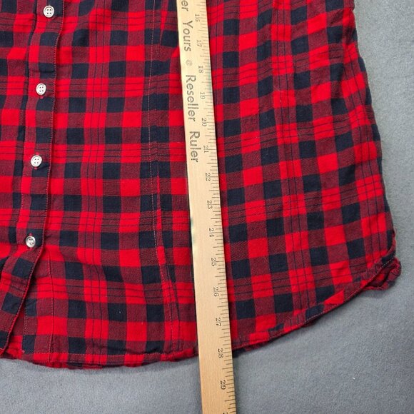 Cato Shirt Woman Plus 22-24W Red Black Plaid Contrasting Gray Trim Casual Layer - Picture 9 of 12